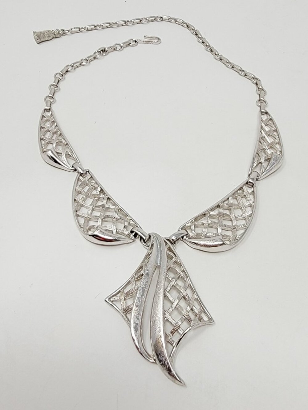 Vintage Coro Silver Tone Openwork Statement Necklace
